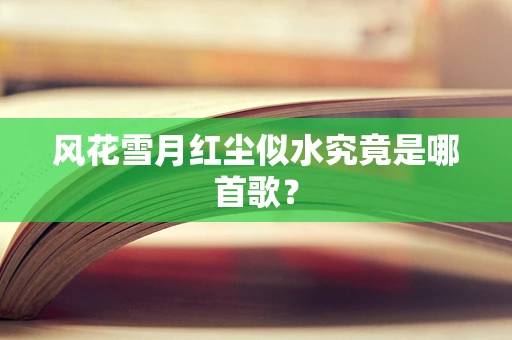 风花雪月红尘似水究竟是哪首歌？