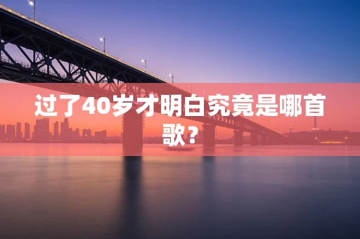 过了40岁才明白究竟是哪首歌？