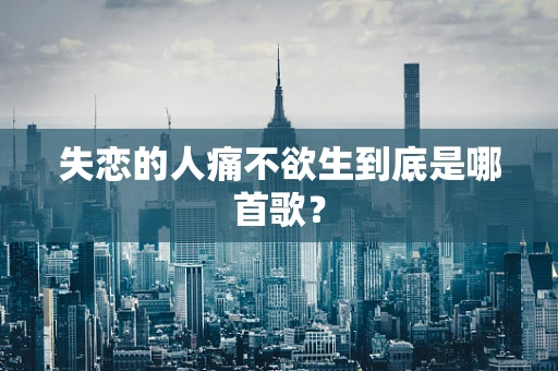 失恋的人痛不欲生到底是哪首歌？