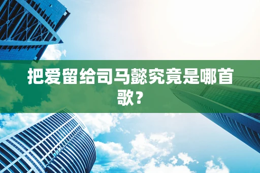 把爱留给司马懿究竟是哪首歌？